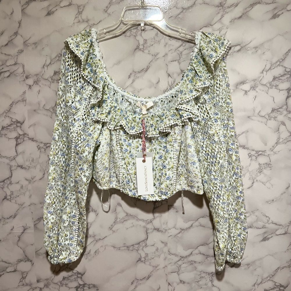 Love Shack Fancy Dorabella Crop Top - Picture 3 of 12